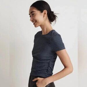 Madewell Ruched Crewneck Tee / Navy Blue / Medium